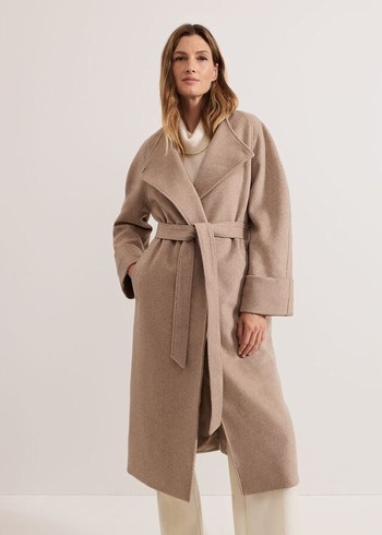 Phase Eight Aoife Collarless Wool Wrap Coats Grey Australia | VG7142859